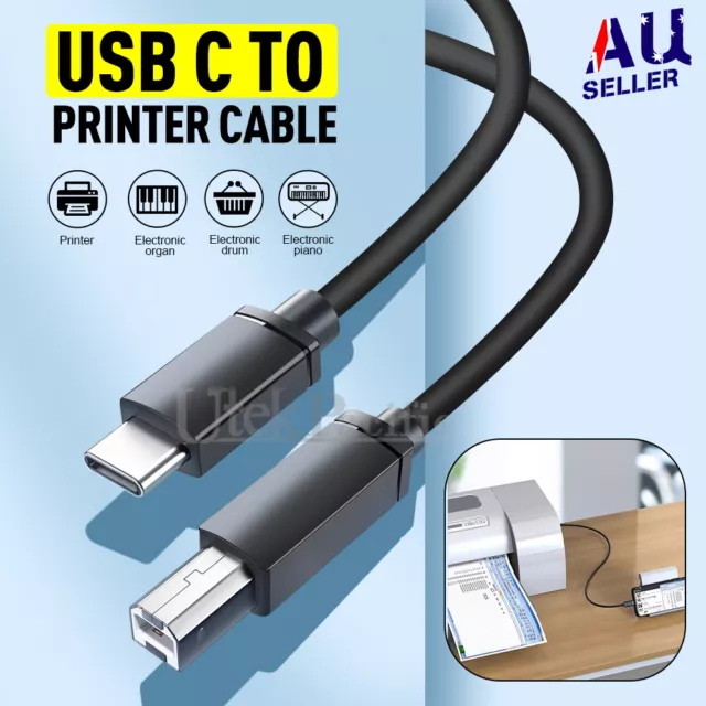 USB C to USB B 2.0 Male Cable Type C Midi Cord for Printer Scanner Phone MacBook