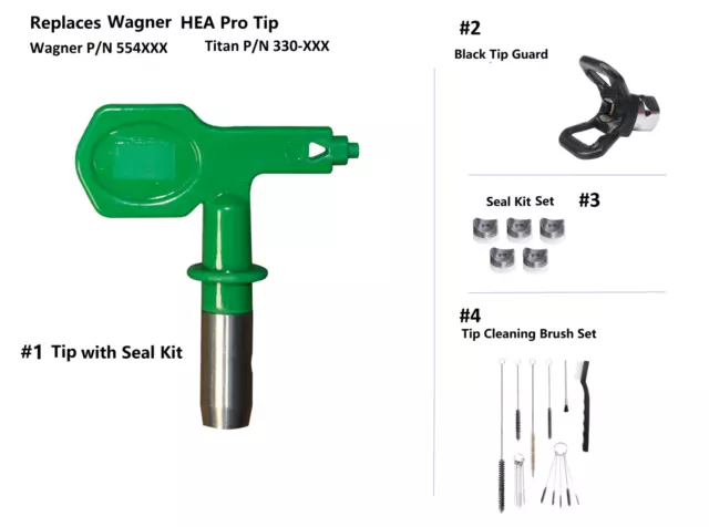 Low Pressure Airless Spray Tips Replaces Wagner Hea Pro Tip Cleaning Brush Guard