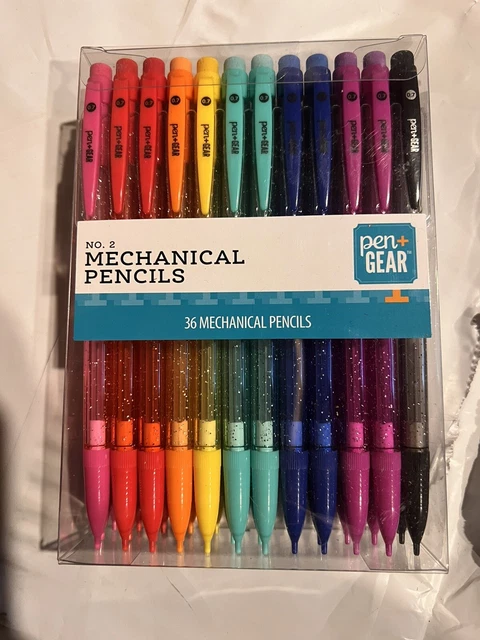 Pen+Gear No. 2 Mechanical Pencils Glitter 0.7 mm 36 Count New In Package Clip