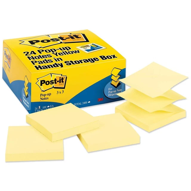 POSTIT POPUP NOTES PopUp Note Refills, 3 x 3, Canary Yellow, 24 100