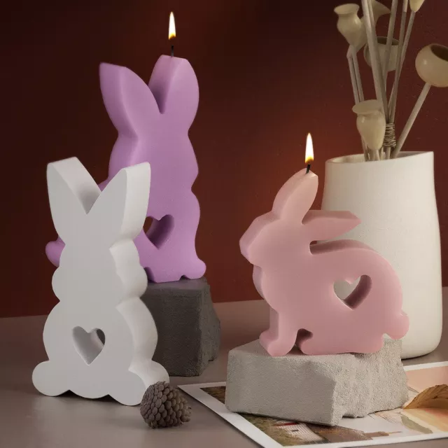 Silikonform mit Herz Hase Gießform Ostern DIY Kaninchen Dekor für Seife Kerze