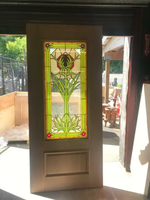 Beautiful Hand Made Stained Glass Arts And Crafts Style Entry Door - Fife0417