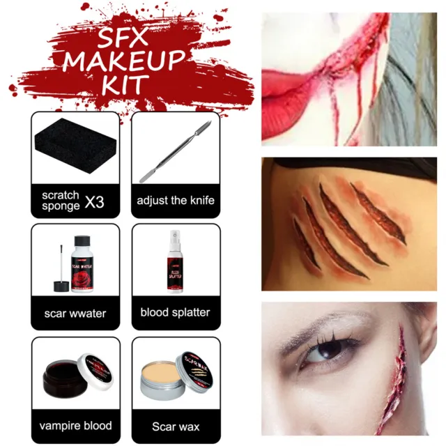 SFX Makeup Kit Scars Wax, Fake Blood Spray, Halloween Special Effects Wound