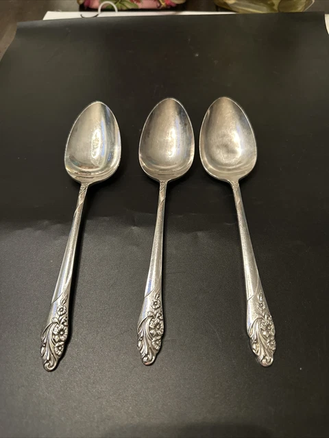 Oneida Community Silverplate 1950 EVENING STAR - Lot of 3 Solid Serving Spoons