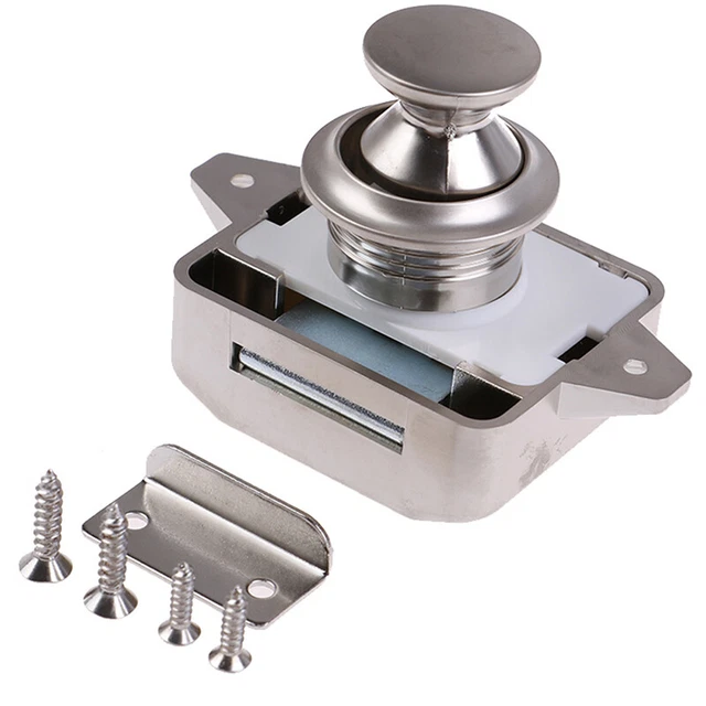 Push Lock Button Catch Lock Cupboard Door Knob Motorhome RV Cabinet Latch Kno-wf 3