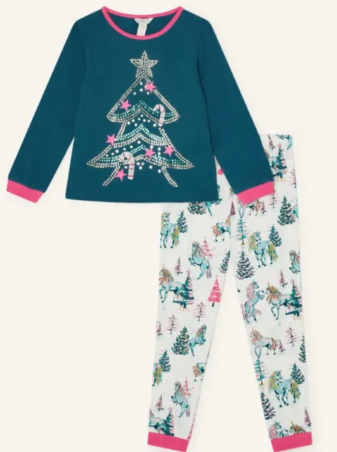 Monsoon Girls Christmas Tree Pyjamas Age 9-10 Years *BNWT*