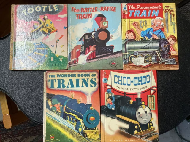 Vtg 1950’s Hardcover Lot of 5 TRAIN Railroad Children's Picture Books