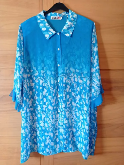 CHEMISIER FEMME TAILLE 50 52 Marque Si Belle Et bleu blanc liquette chemise EUR 36 00 PicClick FR
