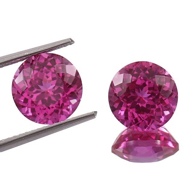 Naturel Ceylan Saphir Rose Desseré Rond Assortis Paire Gemme Coupe 10x10 MM