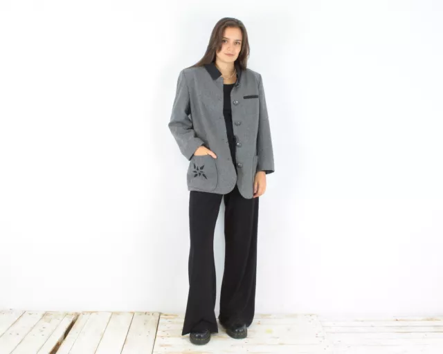 Julius Lang Femme M Laine Veste Blazer Trachten Manteau Rembourré Épaules Bouton