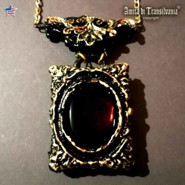 jewelry woman fashion necklace gothic pendant black mirror witch amulet layered