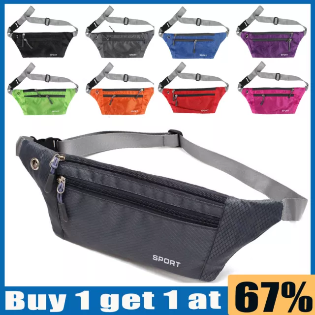 Men Women Waist Bum Bag, Nylon Waterproof Fanny Pack Shoulder, Money Belt Pouch