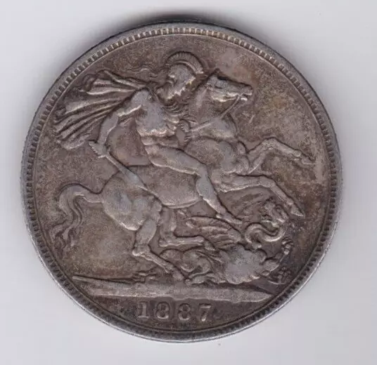 1887 Victoria Jubilee Head Silver Crown Coin - Good Fine To Very Fine Condition.