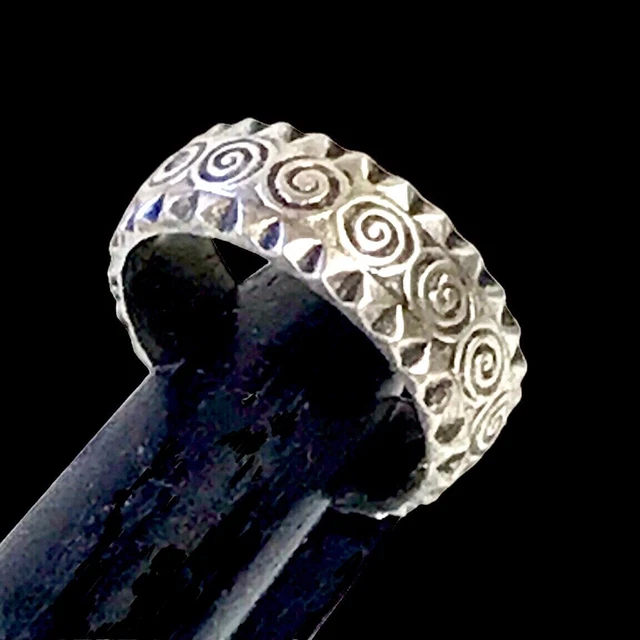 Bague Argent Massif 925, Alliance Anneau Créateur KELT - Vintage