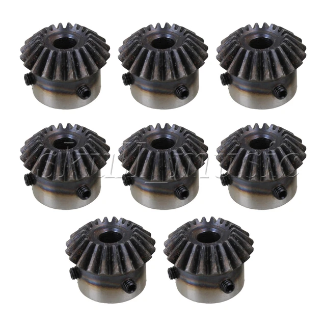 8 Pieces Silver 8mm Dia Hole 20T 45 Steel Tapered Bevel Gear Wheel 1.5 Modulus