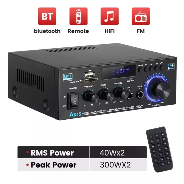 AUTSOME 600W Mini HIFI bluetooth Power Amplifier Car Home Stereo Karaoke FM