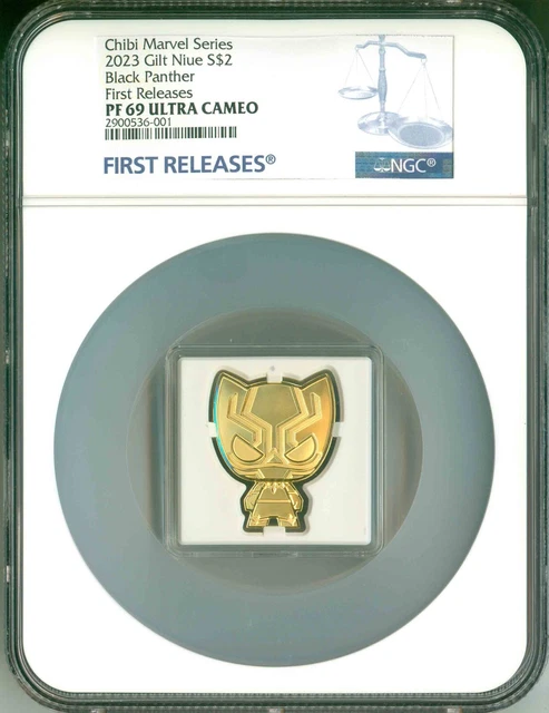2023 Niue S$2 Chibi Marvel Series Gilt Black Panther FR NGC PF69 UC Box COA OGP