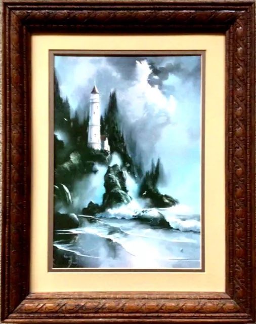 Vincent Fleming Art Print Mystical Lighthouse Framed Vintage 1984 Signed