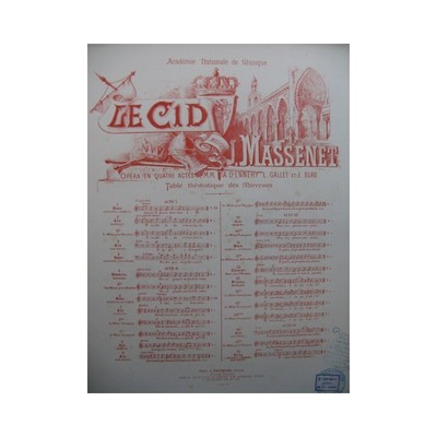 Cid Jules Massenet il Cid No 2 Aria Di Rodrigue Canto Piano 1886 Spartito Sheet Musi 