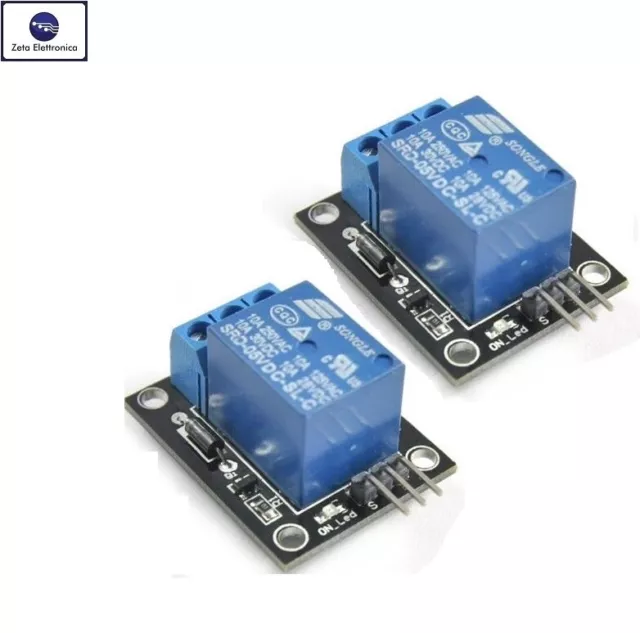 2Pz Modulo Scheda Rele' Arduino 5V Dc 1 Canale 220V Ac Relay Livello Alto Shield