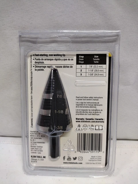Klein Tools Step Drill Bit #15 Double Fluted 7/8 to 1-3/8-Inch # KTSB15 2