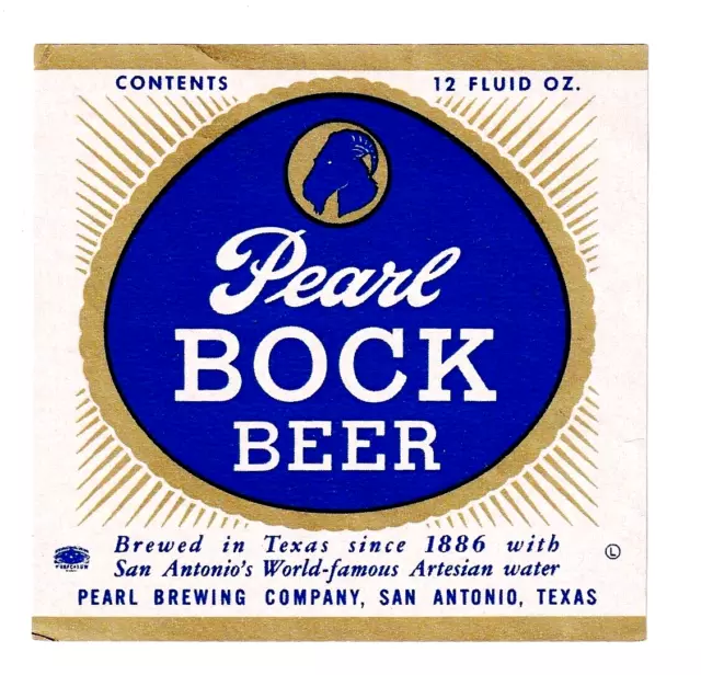 1956 Pearl Brewing Co, San Antonio, Texas Pearl Bock Beer Label