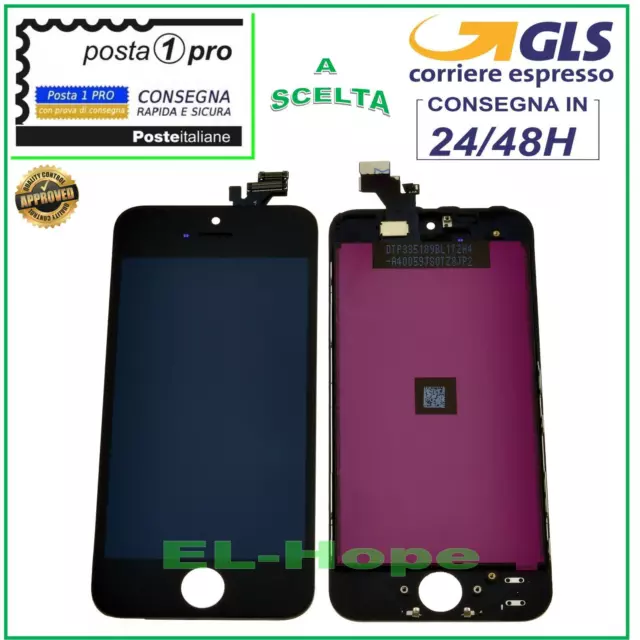 Touch Screen Lcd Display Retina Per Apple Iphone 5 Schermo Nero + Frame