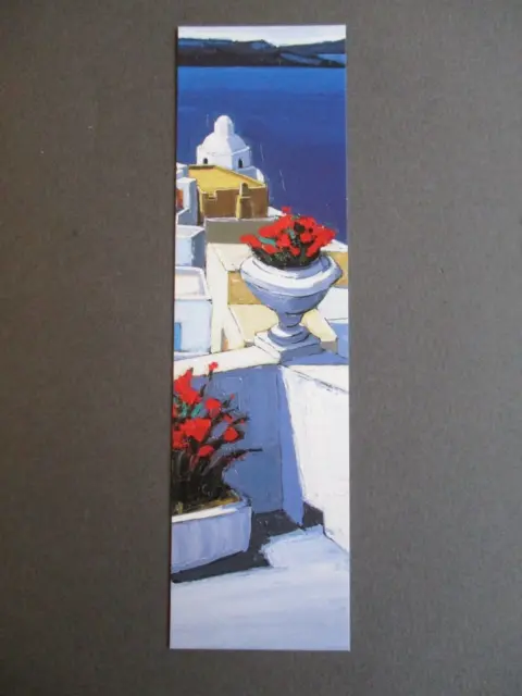 Art BOOKMARK Jean - Claude Quilici Geraniums in Santorini Painting Detail