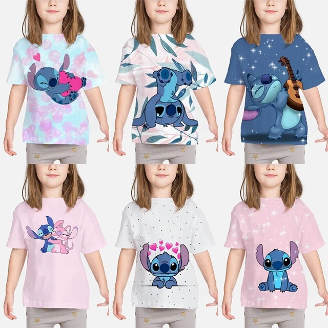Kids Boys Girls Lilo Stitch Cartoon Casual Short Sleeve T-Shirt Tee Top Gift UK