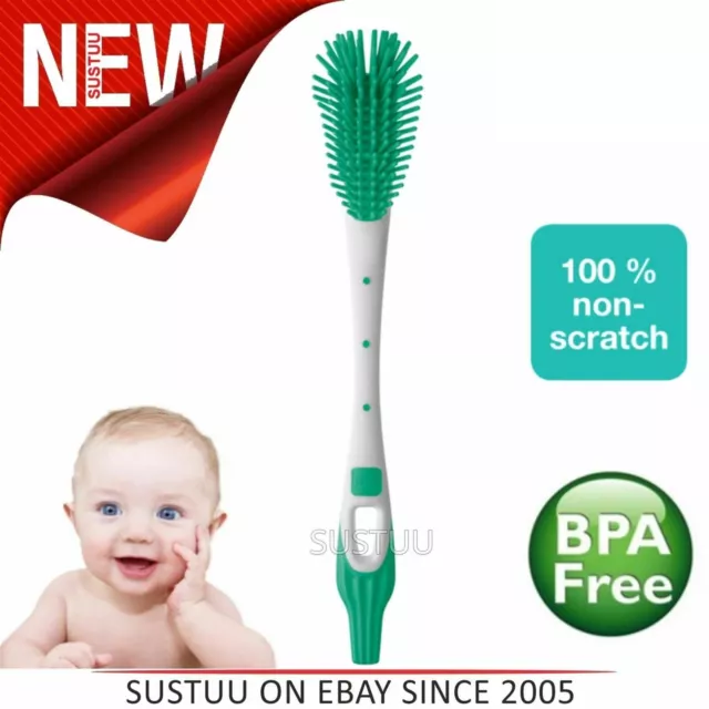 MAM Baby Bottle & Teat Cleaning Brush│Non-Scratch Bristles│Easy & Soft│BPA-Free