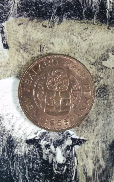 New Zealand 1965 Half Penny Queen Elizabeth II X 1 Coin