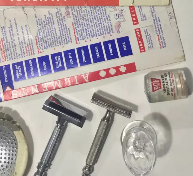 Vintage 1940-50’s Gillette/GEM Micromatic Safety Razors Med Kit Lot Bay’s Gauze