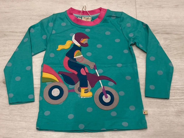 Frugi Biker Appliqué Top / T-shirt 🚴🏻 3-4 🌈 BNWT CS