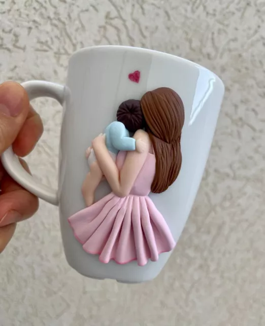 Taza de café de cerámica blanca hecha a mano escultura única en su clase...