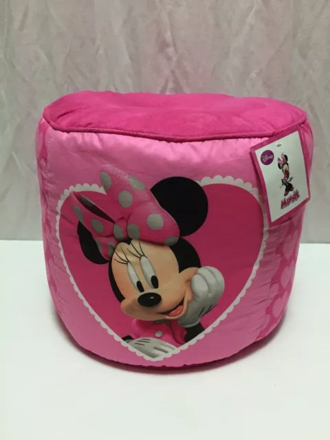 Disney Minnie Mouse Pouf Chair Bean Bag Foot Stool NWT Pink Hearts Room Decor