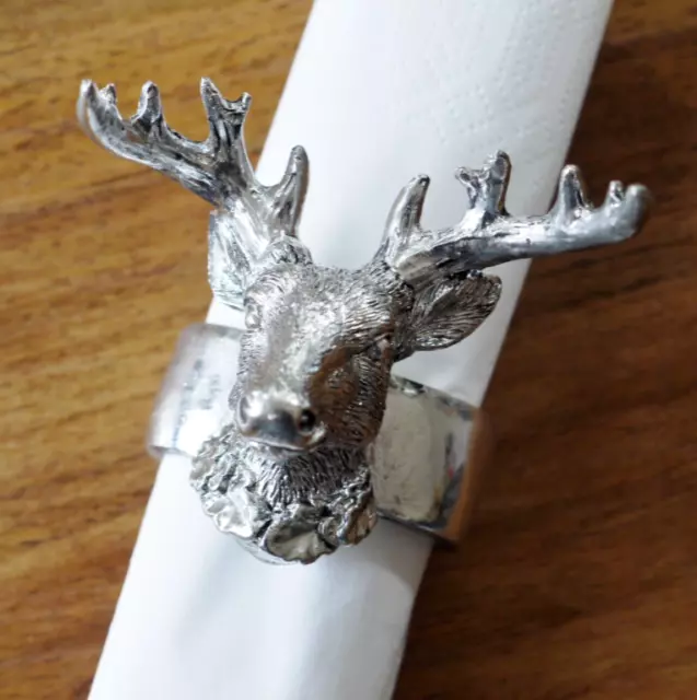 Pair of Silver Colour Stag Napkin Holders