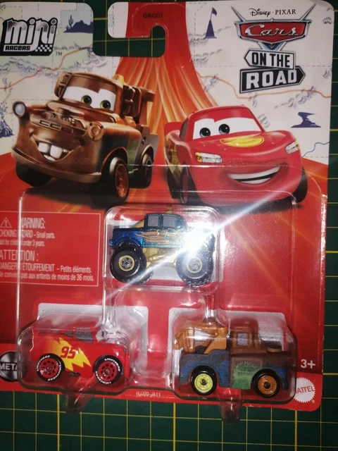 Lot de 3 mini voitures cars racer Disney Pixar Mattel en metal neuf en blister
