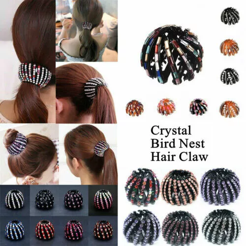 Femme Strass Paresseux Cheveux Pince Queue Boucle Chignon Oiseau Nid Épingle à ,