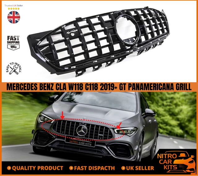 Mercedes Benz Cla W118 C118 2019+ Front Grille Gloss Black Gt Panamericana Style