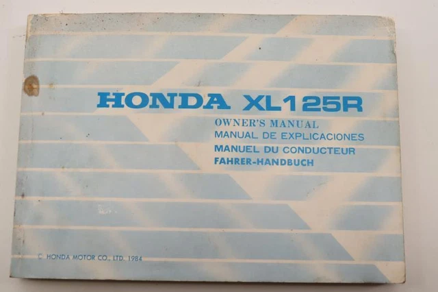 Manuale Utente per moto HONDA XL 125 R 1983 Per 1999