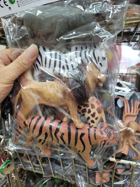 Lot Figurines Elastolin Hausser – Girafe, Lion, Crocodile, Composition Zoo