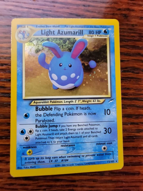 Light Azumarill 13/105 - Neo Destiny - Holo Pokemon TCG Card WOTC LP