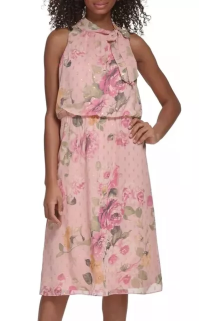 Jessica Howard Women’s Sleeveless Chiffon Floral Midi Dress Size 16W NWT