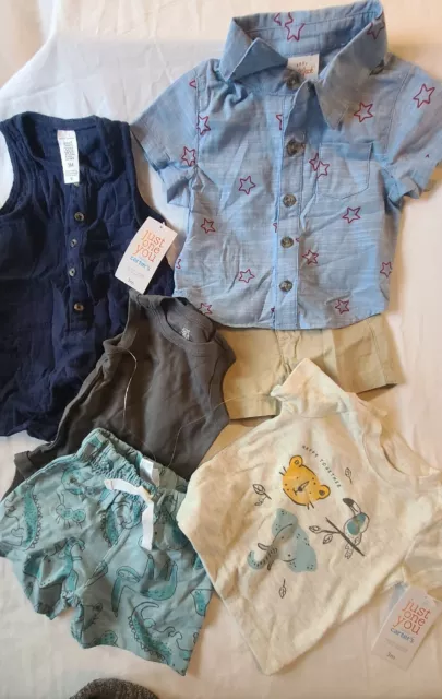 (3 outfit Bundle) 0-3/3 month baby boy summer bundle Cat&Jack and Carters