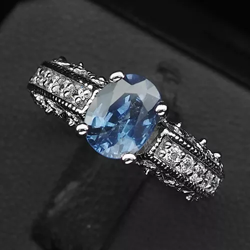 Stunning Sapphire Royal Blue Ceylon 925 Sterling Silver Handmade Engagement Ring