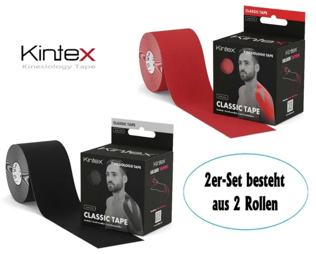 KINTEX👍🏻 Kinesiologie CLASSIC Tape SET: 2x5,00 m rot+schwarz bei wellness.fit