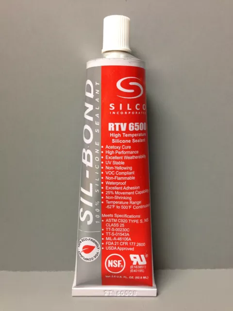 Silco 4500 RTV BLACK Silicone Sealer Adhesive High Temp Food Safe Caulk lg  10 oz