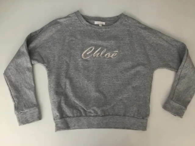 Chloe Girls Jumper Sweater Long Sleeve Grey Logo Age 8 Years