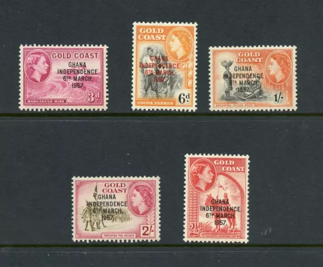 R2555 Ghana 1957/8 Indépendance Surimprimées Short-Set 5v. MNH