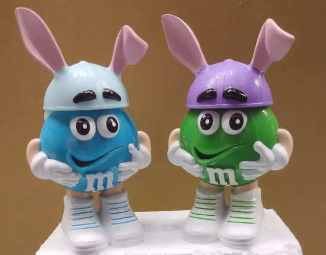 M&M's Minis Lot of 2 Easter Bunny Hat Candy Holder Plastic Mars Empty Vintage